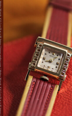 ジャガールクルト 立体感ある装飾の女性用金無垢アンティーク腕時計 【1950年頃】-W1528-17