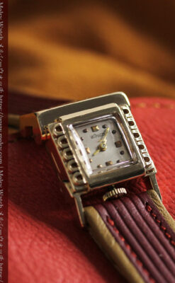 ジャガールクルト 立体感ある装飾の女性用金無垢アンティーク腕時計 【1950年頃】-W1528-20