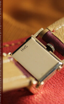 ジャガールクルト 立体感ある装飾の女性用金無垢アンティーク腕時計 【1950年頃】-W1528-21