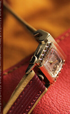 ジャガールクルト 立体感ある装飾の女性用金無垢アンティーク腕時計 【1950年頃】-W1528-5