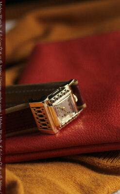 ジャガールクルト 立体感ある装飾の女性用金無垢アンティーク腕時計 【1950年頃】-W1528-7