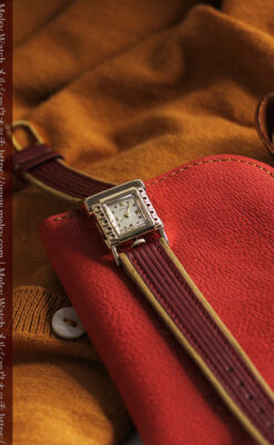 ジャガールクルト 立体感ある装飾の女性用金無垢アンティーク腕時計 【1950年頃】-W1528-8