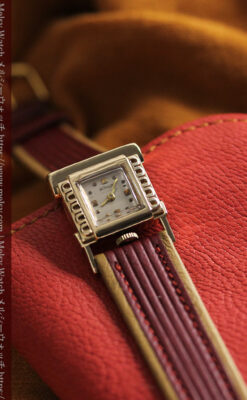 ジャガールクルト 立体感ある装飾の女性用金無垢アンティーク腕時計 【1950年頃】-W1528-9