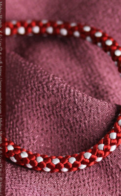 懐中時計用の絹製組み紐・時計紐【深赤&白鼠】-CS8031-3