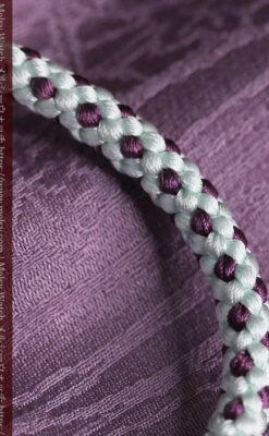 懐中時計用の絹製組み紐・時計紐【白藍&滅紫】-CS8036-4