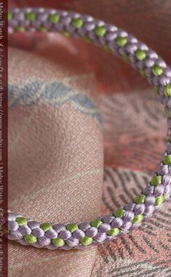 懐中時計用の絹製組み紐・時計紐【白藤色&夏虫色】-CS8037-3