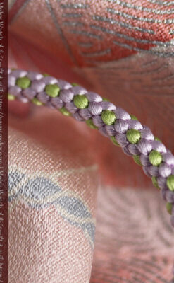 懐中時計用の絹製組み紐・時計紐【白藤色&夏虫色】-CS8037-4