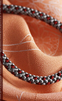 懐中時計用の絹製組み紐・時計紐【錫色&葡萄茶】-CS8038-3