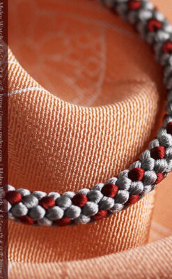 懐中時計用の絹製組み紐・時計紐【錫色&葡萄茶】-CS8038-4