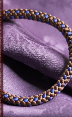 懐中時計用の絹製組み紐・時計紐【木枯茶&群青色】-CS8040-3