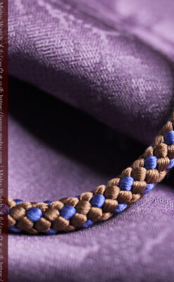 懐中時計用の絹製組み紐・時計紐【木枯茶&群青色】-CS8040-4