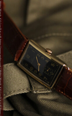 オメガのシックな黒色文字盤 品ある縦長アンティーク腕時計 【1940年製】-W1529-14