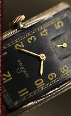 オメガのシックな黒色文字盤 品ある縦長アンティーク腕時計 【1940年製】-W1529-27