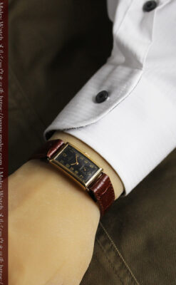 オメガのシックな黒色文字盤 品ある縦長アンティーク腕時計 【1940年製】-W1529-28