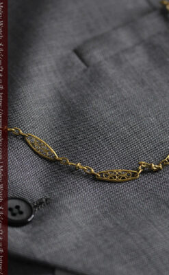 細工の綺麗な長めの懐中時計チェーン-C0490-2