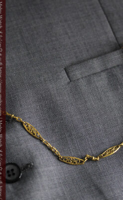細工の綺麗な長めの懐中時計チェーン-C0490-4