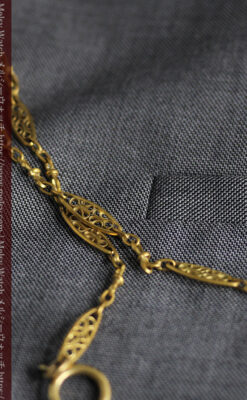 細工の綺麗な長めの懐中時計チェーン-C0490-5