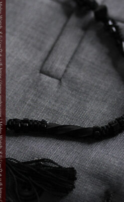 ガラス細工の装飾で飾られたアンティーク懐中時計用の黒紐-C0493-14