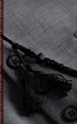 ガラス細工の装飾で飾られたアンティーク懐中時計用の黒紐-C0493-15