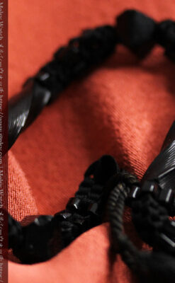 ガラス細工の装飾で飾られたアンティーク懐中時計用の黒紐-C0493-4