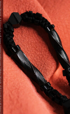 ガラス細工の装飾で飾られたアンティーク懐中時計用の黒紐-C0493-5