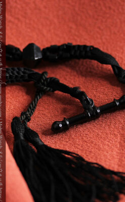 ガラス細工の装飾で飾られたアンティーク懐中時計用の黒紐-C0493-8