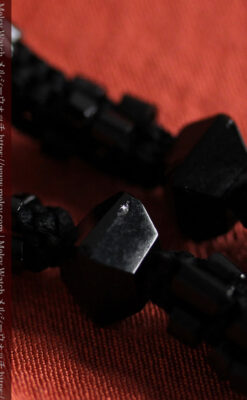 ガラス細工の装飾で飾られたアンティーク懐中時計用の黒紐-C0493-9