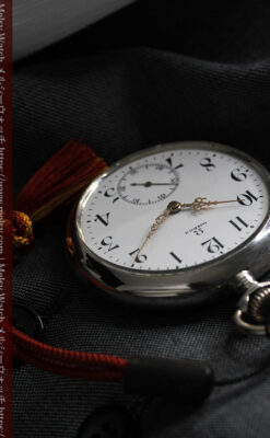 オメガの上品で雰囲気のある銀無垢アンティーク懐中時計 【1914年製】-P2303-10