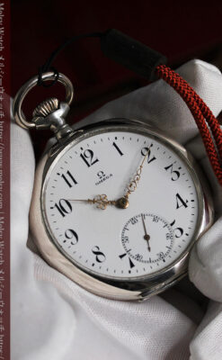 オメガの上品で雰囲気のある銀無垢アンティーク懐中時計 【1914年製】-P2303-12