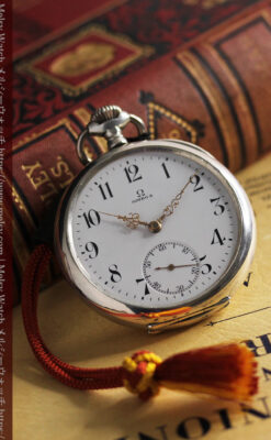 オメガの上品で雰囲気のある銀無垢アンティーク懐中時計 【1914年製】-P2303-5