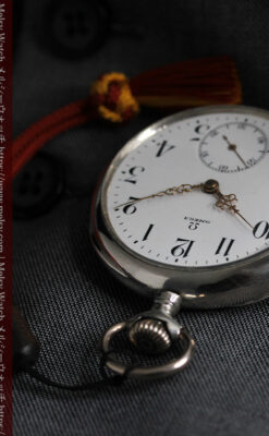 オメガの上品で雰囲気のある銀無垢アンティーク懐中時計 【1914年製】-P2303-9