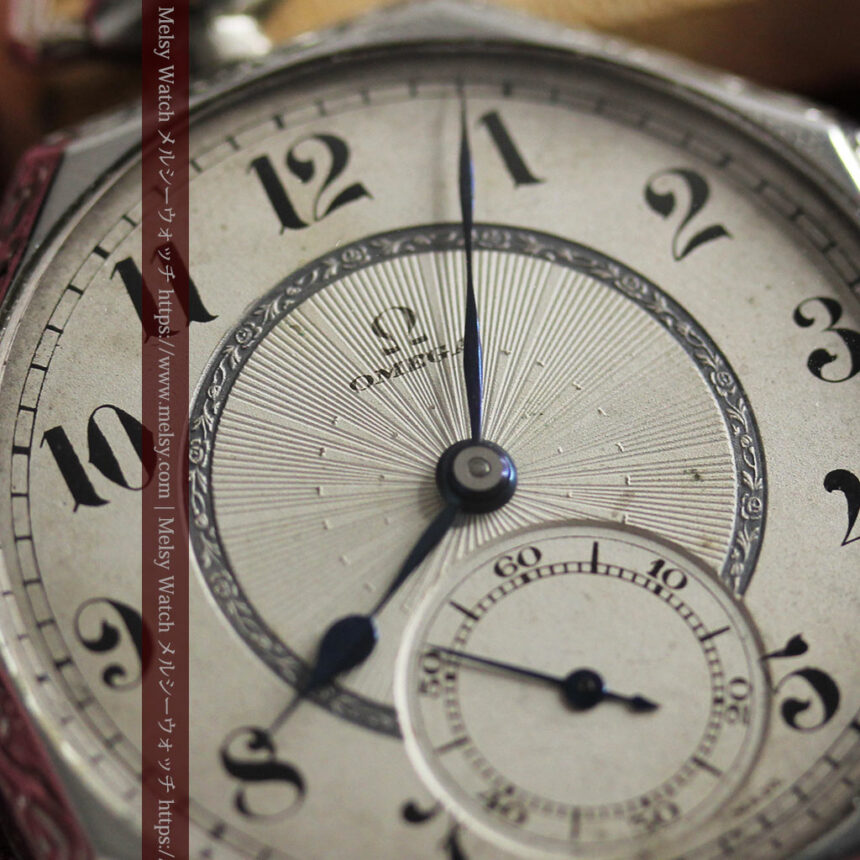 オメガ 特徴的な装飾面のアンティーク八角形懐中時計 【1922年製】-P2304-1