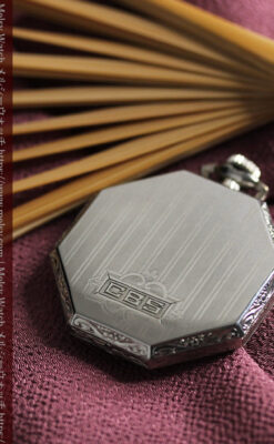 オメガ 特徴的な装飾面のアンティーク八角形懐中時計 【1922年製】-P2304-15