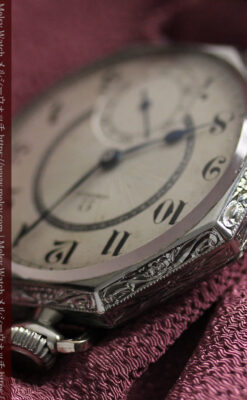 オメガ 特徴的な装飾面のアンティーク八角形懐中時計 【1922年製】-P2304-19