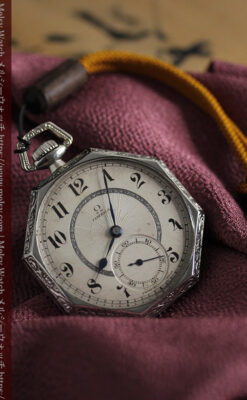 オメガ 特徴的な装飾面のアンティーク八角形懐中時計 【1922年製】-P2304-5