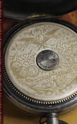 ヘブドマス 緑のエナメル装飾が美しい8日巻懐中時計 【1940年頃】-P2305-12