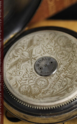 ヘブドマス 緑のエナメル装飾が美しい8日巻懐中時計 【1940年頃】-P2305-13