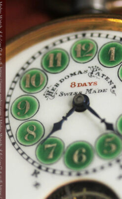 ヘブドマス 緑のエナメル装飾が美しい8日巻懐中時計 【1940年頃】-P2305-7