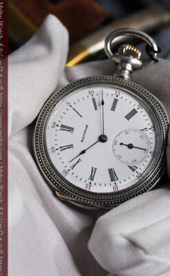 心地よいサイズの中型 ウォルサムの銀無垢時計 【1904年頃】-P2306-14