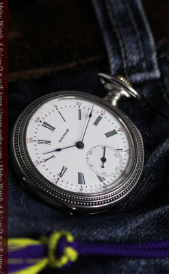 心地よいサイズの中型 ウォルサムの銀無垢時計 【1904年頃】-P2306-2