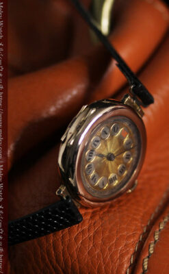 スイス製テレフォンダイアル金無垢アンティーク腕時計 【1910年頃】-W1174-13