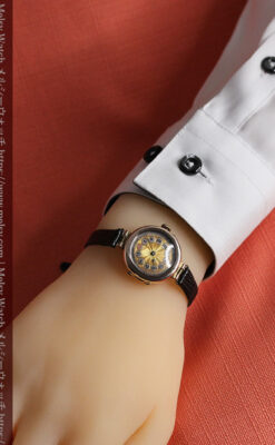 スイス製テレフォンダイアル金無垢アンティーク腕時計 【1910年頃】-W1174-18