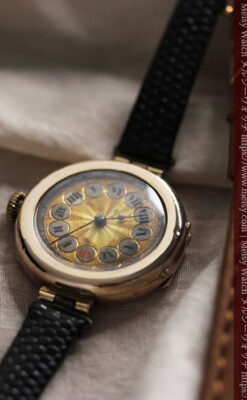 スイス製テレフォンダイアル金無垢アンティーク腕時計 【1910年頃】-W1174-4