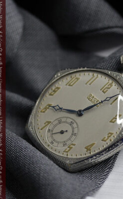 特殊な五角形 グリュエンのアンティーク懐中時計 【1930年頃】-P2307-4