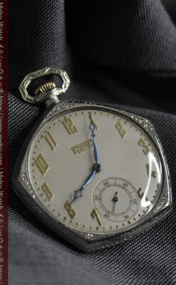 特殊な五角形 グリュエンのアンティーク懐中時計 【1930年頃】-P2307-5