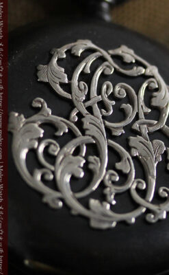 黒色に映える銀の紋章 オメガのアンティーク懐中時計 【1899年製】-P2308-11