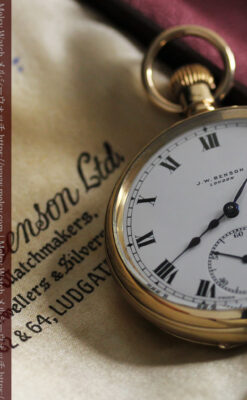 英国ベンソンの風格溢れる金無垢アンティーク懐中時計 【1931年頃】箱付き-P2310-1