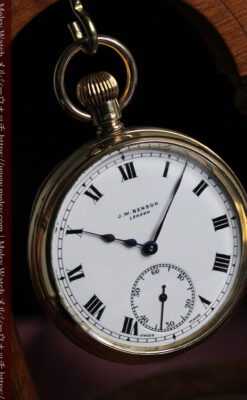英国ベンソンの風格溢れる金無垢アンティーク懐中時計 【1931年頃】箱付き-P2310-4