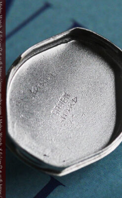 グリュエン レトロバンドが似合う白銀色の金無垢アンティーク腕時計 【1950年頃】-W1537-17