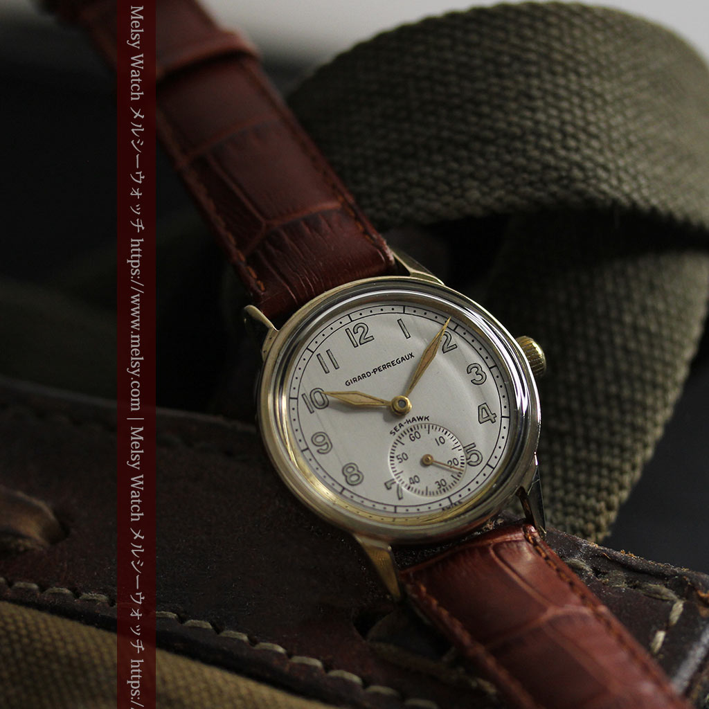 ジラールペルゴのSEA-HAWK 金無垢アンティーク腕時計 【1940年頃】